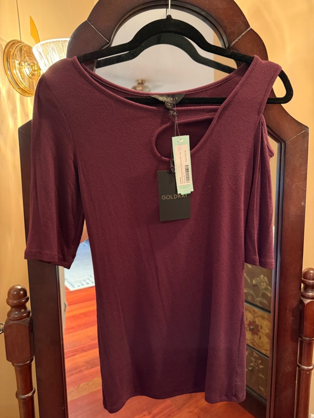 Goldray Women's Plum One-Shoulder Short Sleeve Top